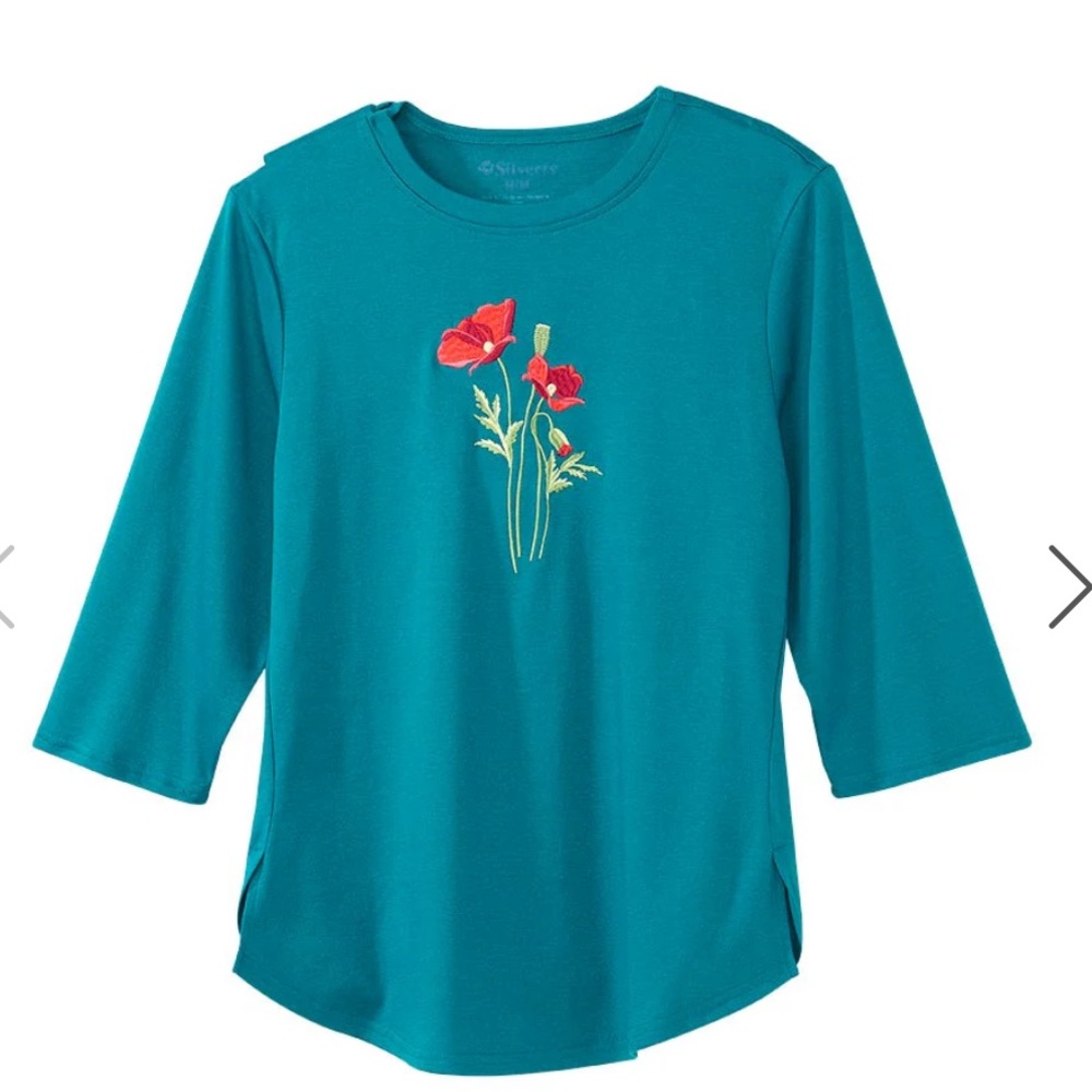 Silvert’s Sea Breeze Hand Painted 3/4 Sleeve Top Adaptive Clothing